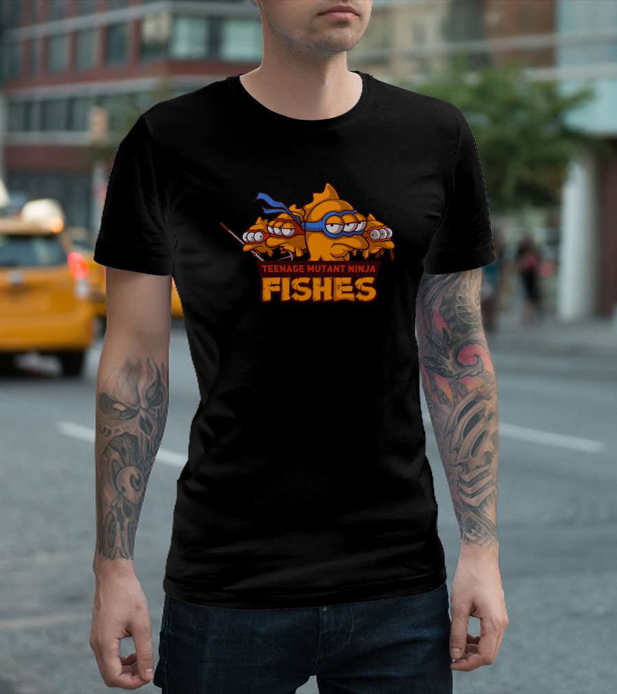 Teenage Mutant Ninja Fishes Karate Fighting Cartoon Characters T-Shirt