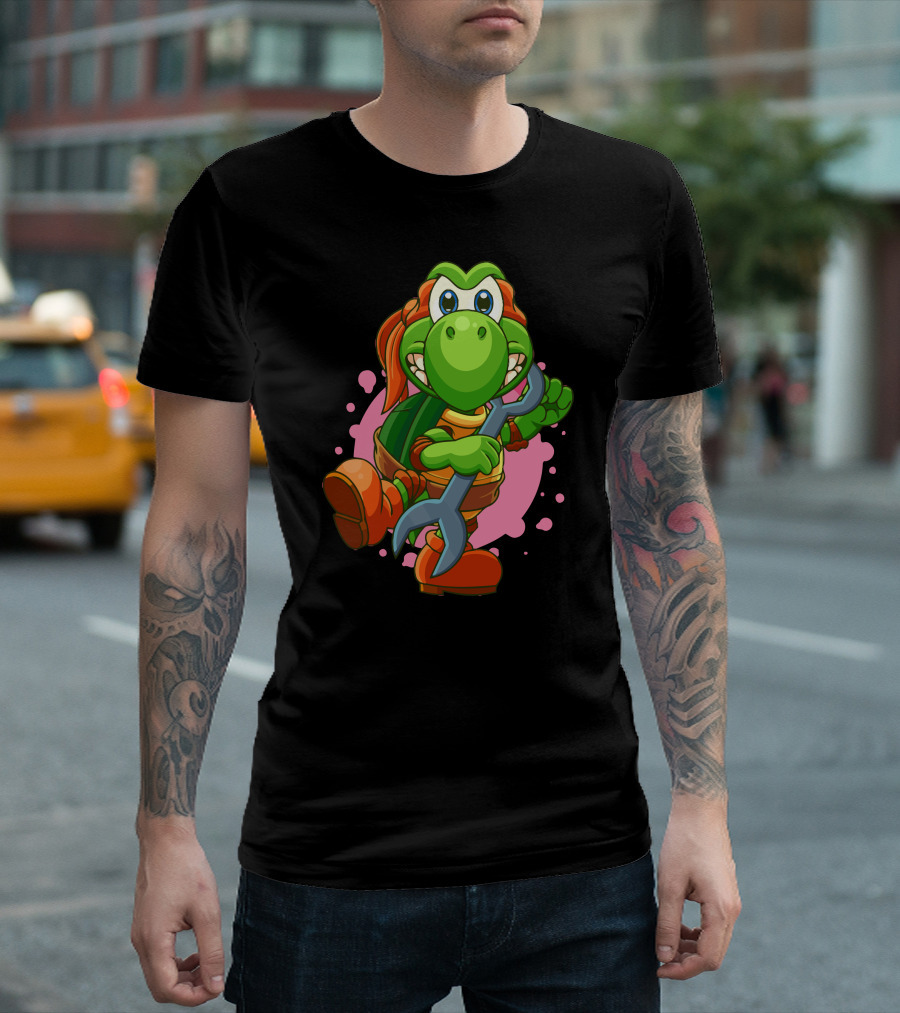 Teenage Mutant Ninja Koopa Mikey Crossover Character With Wrench T-Shirt