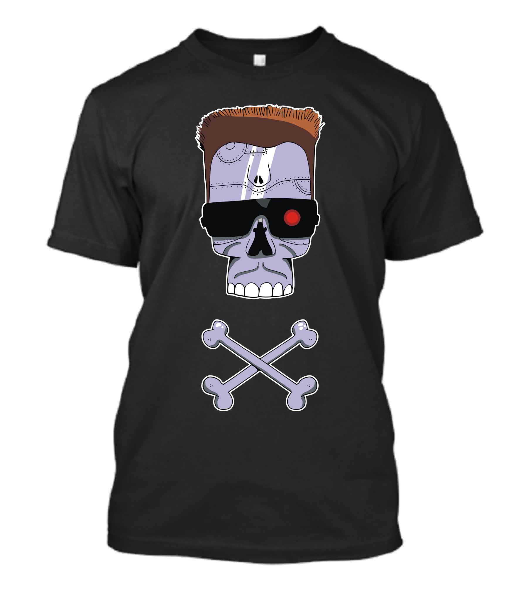 Terminator Dead Skull With Crossbones And Red-Eye Cyborg Vision T-Shirt