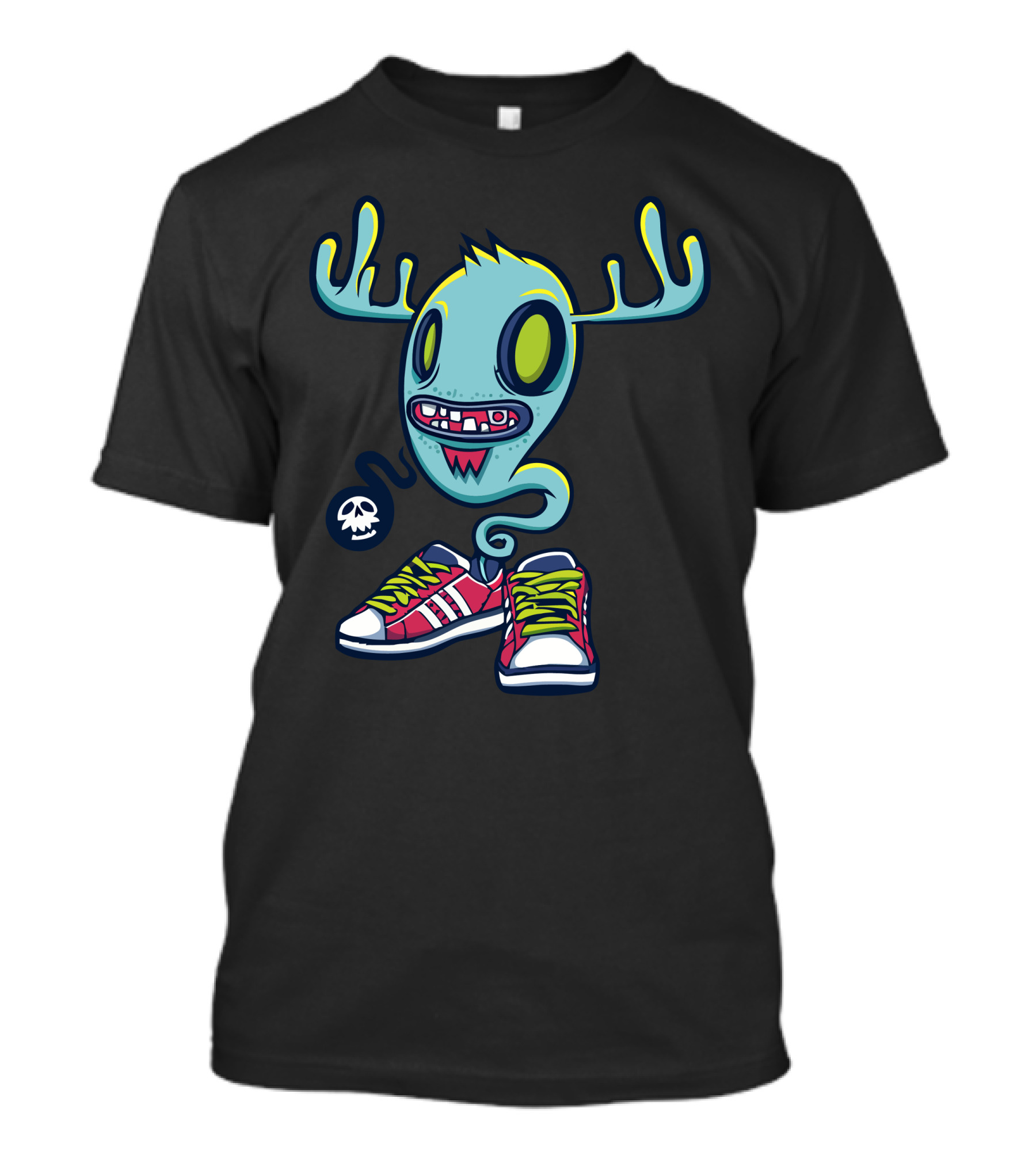 That New Shoe Smell Monster With Antlers And Skull Bubble T-Shirt