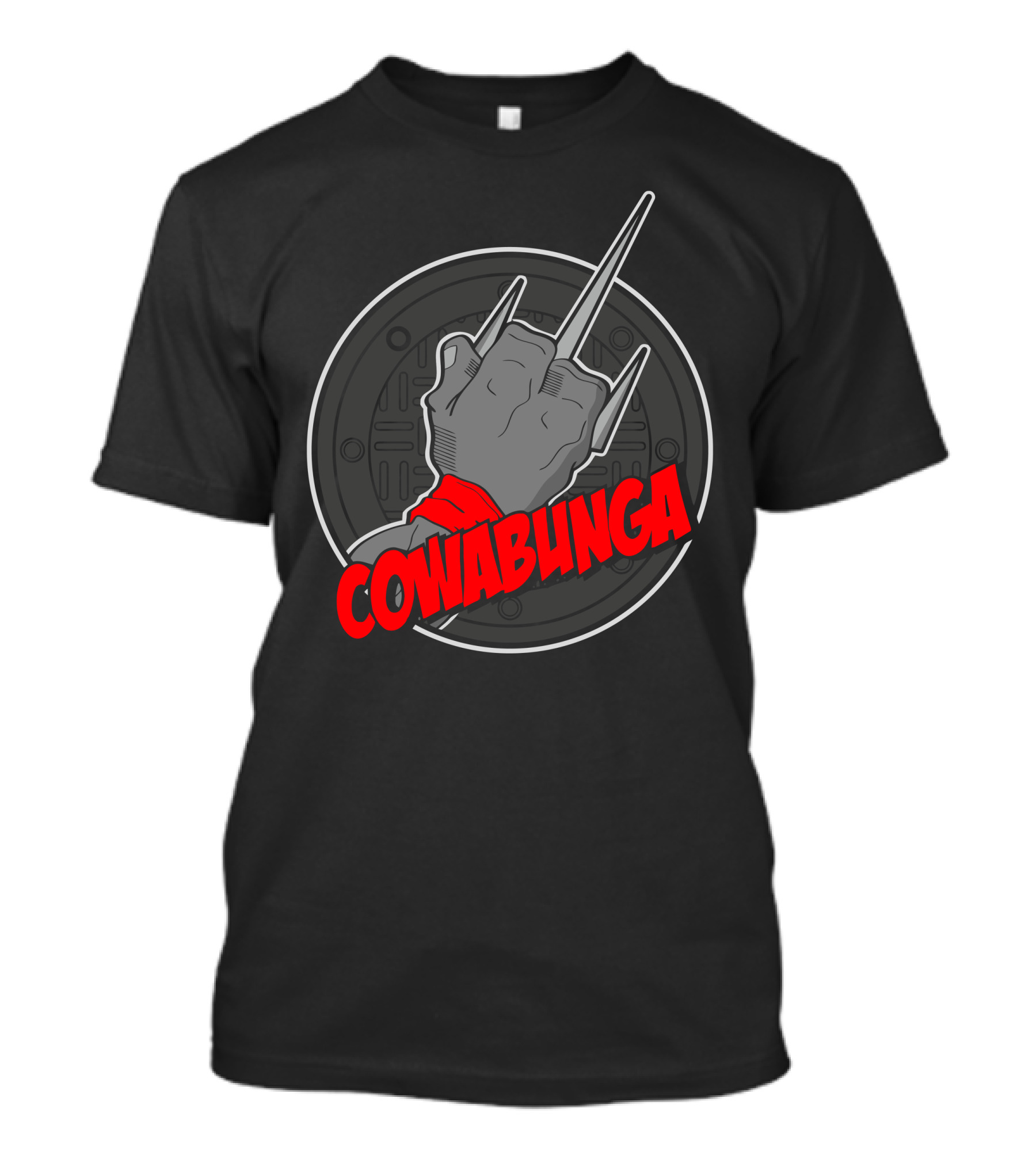 COWABUNGA Ninja Pizza Mutant Sewer Hand T-Shirt