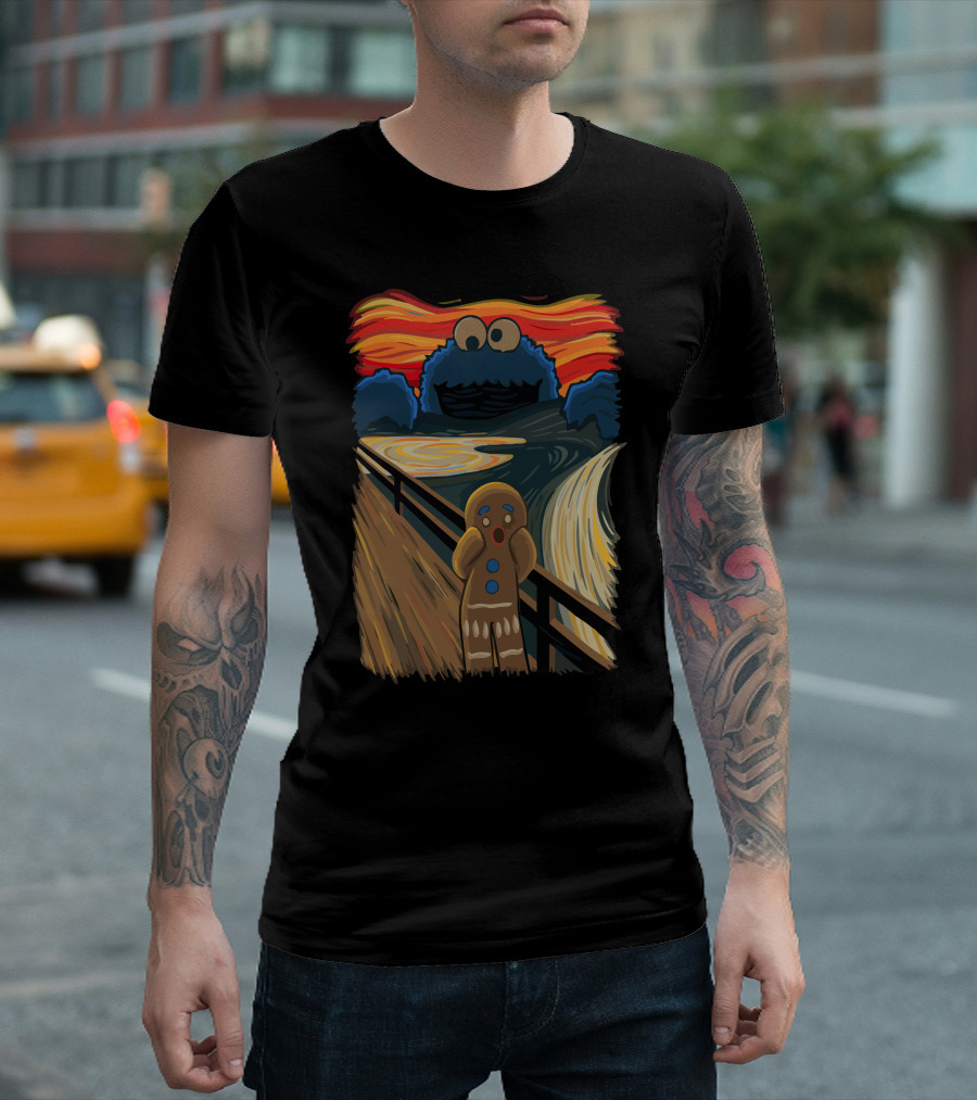 Cookie Muncher Meets Gingerbread Scream Art Crossover T-Shirt