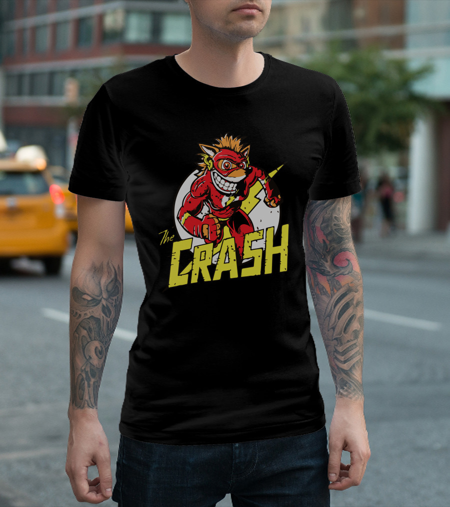 The Crash Cartoon Character Lightning Bolt T-Shirt