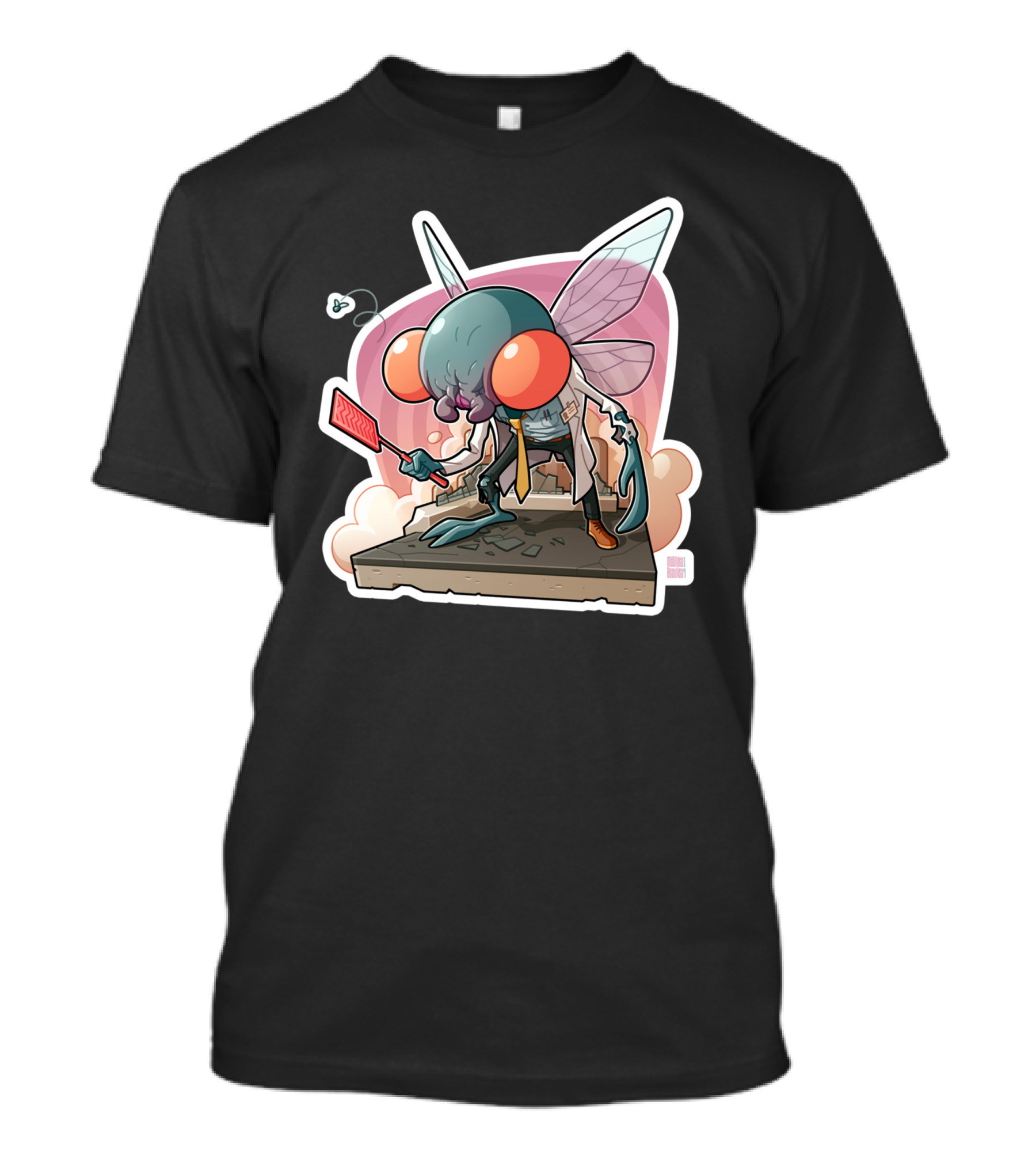 The Fly Monster Holding Swatter In Cartoon T-Shirt