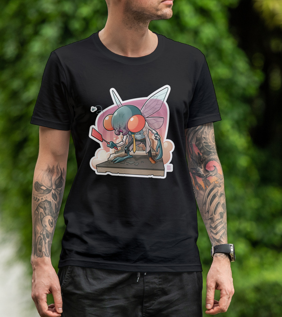 The Fly Monster Holding Swatter In Cartoon T-Shirt