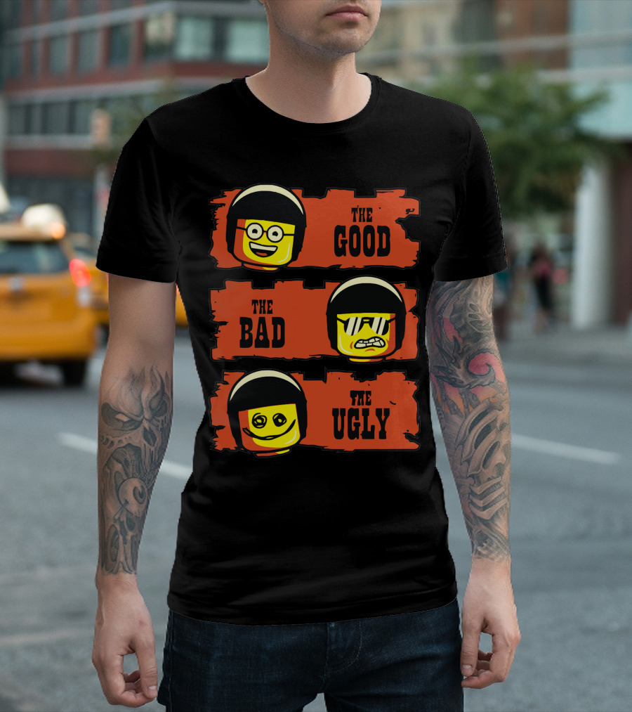 The Good The Bad The Ugly Lego Minifigure Faces T-Shirt