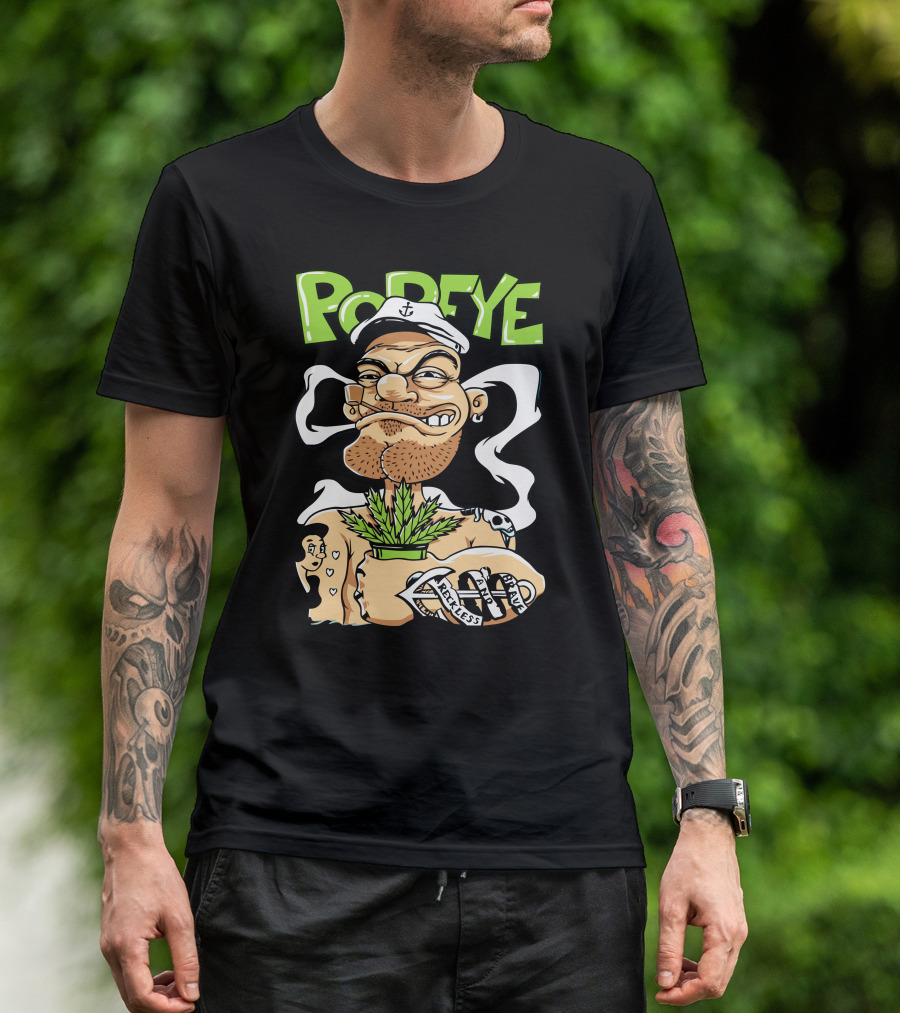 POPEYE Smoking Sailor With Tattoo And Pipe T-Shirt