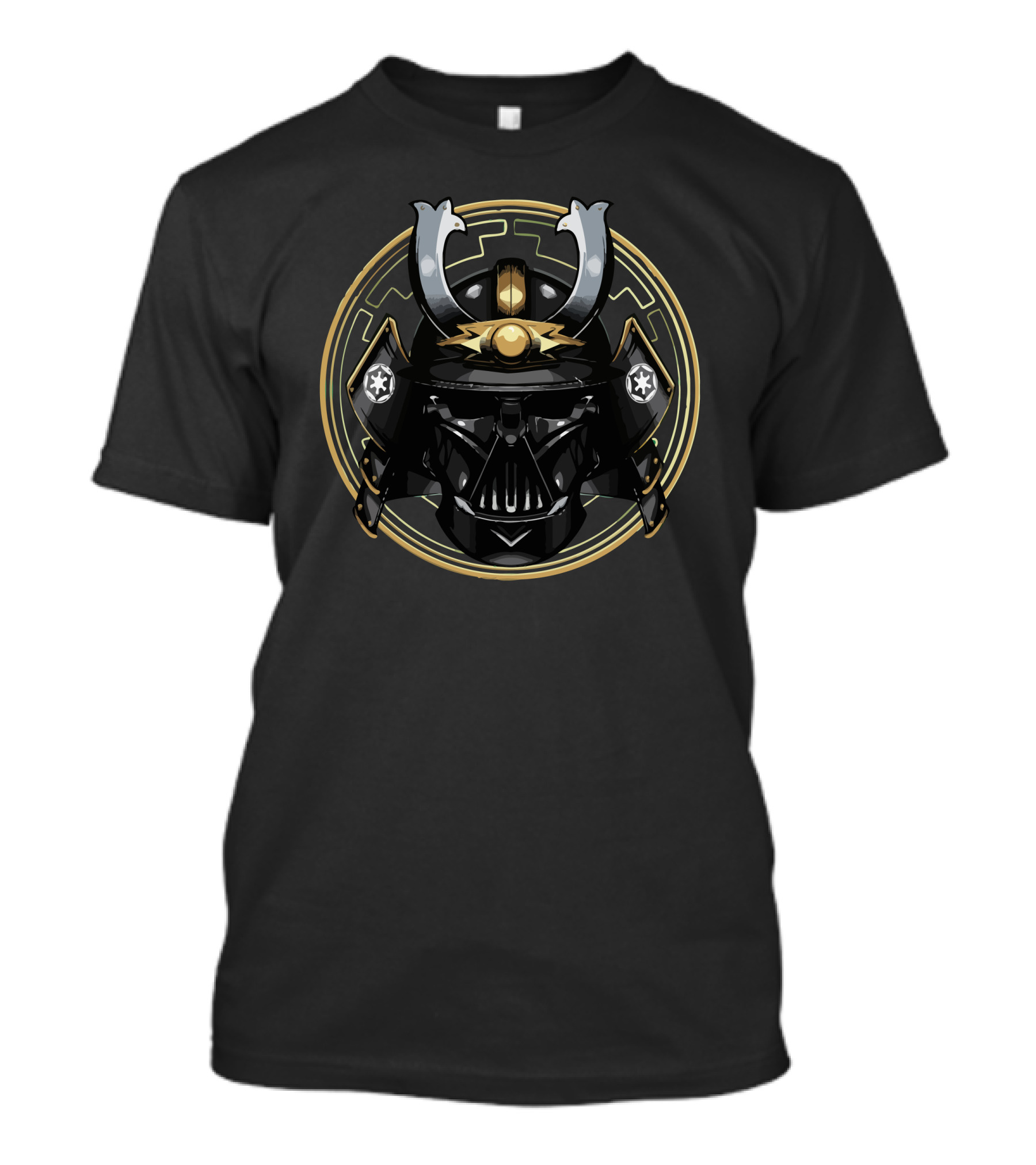 Samurai Darth Vader Helmet Fusion Circle Emblem T-Shirt
