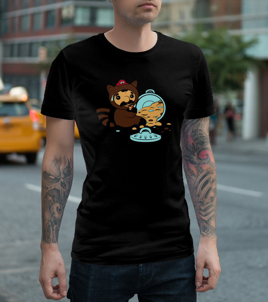 The Tanooki Truth Trash Can Surprise Raccoon In Cap Eating Cookies T-Shirt