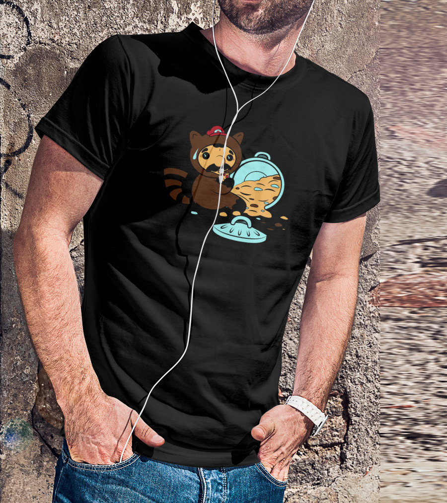 The Tanooki Truth Trash Can Surprise Raccoon In Cap Eating Cookies T-Shirt