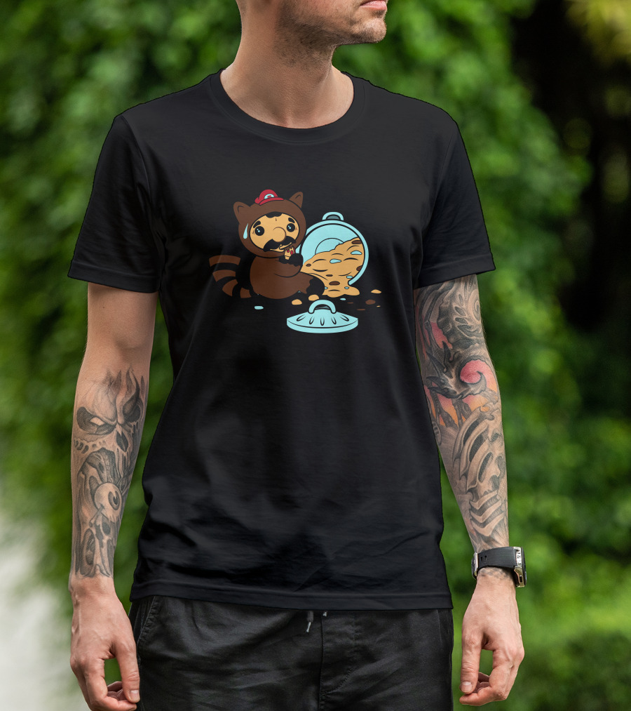 The Tanooki Truth Trash Can Surprise Raccoon In Cap Eating Cookies T-Shirt
