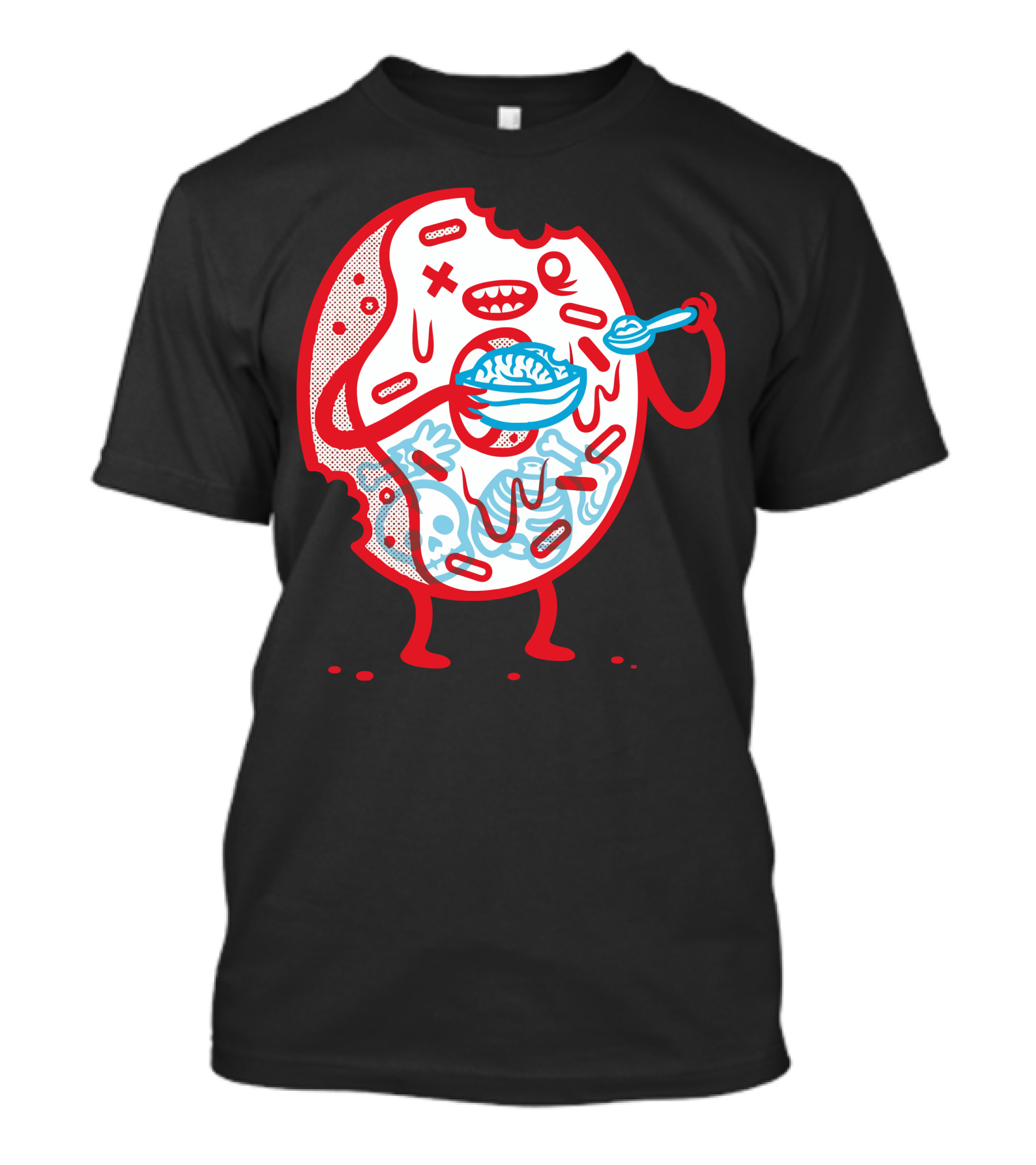Zombie Donut Eating Bowl Of Brains T-Shirt