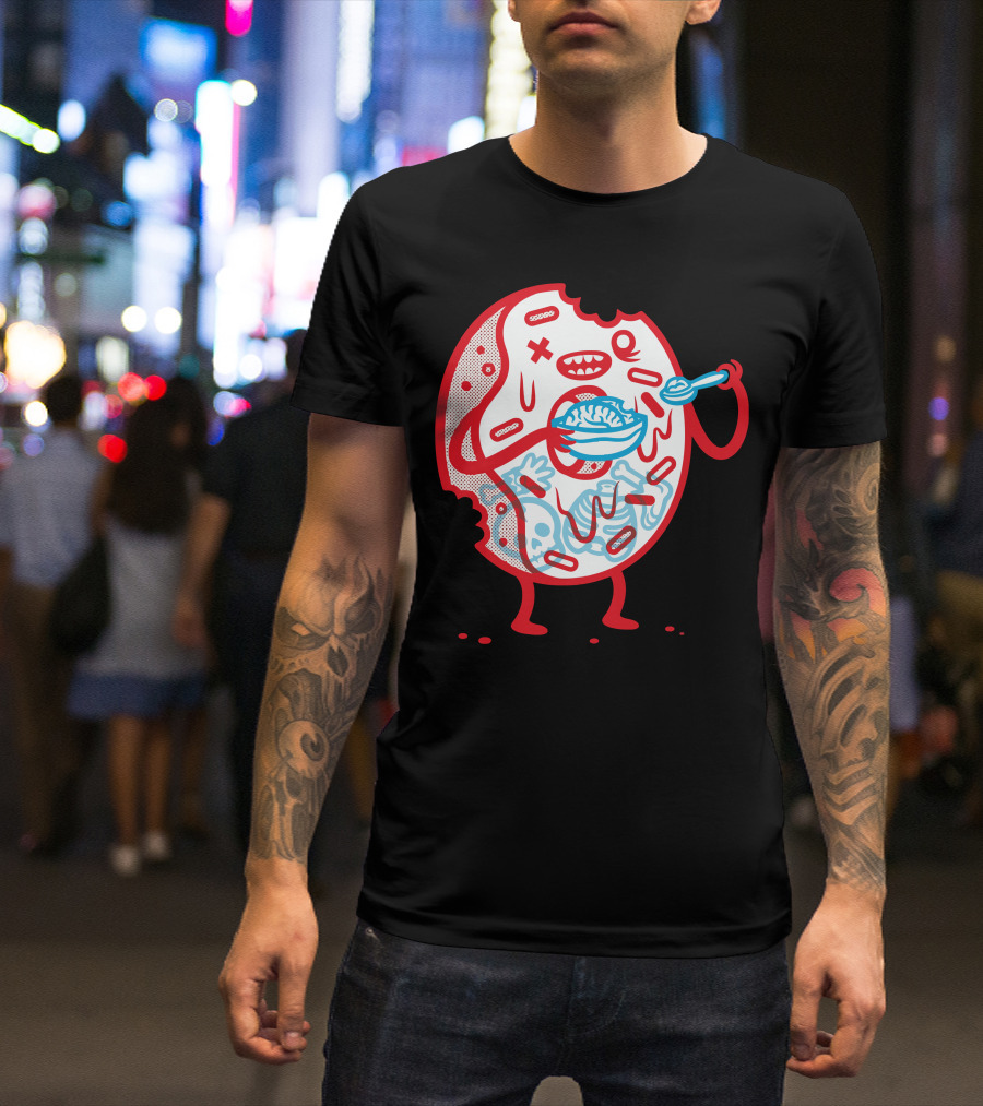 Zombie Donut Eating Bowl Of Brains T-Shirt