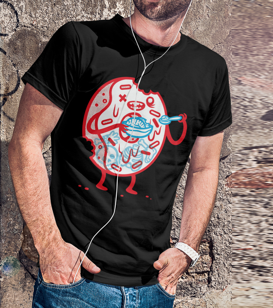 Zombie Donut Eating Bowl Of Brains T-Shirt