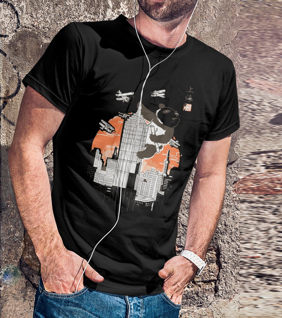 Meanwhile In Shanghai Giant Panda On Skyscraper With Airplanes T-Shirt