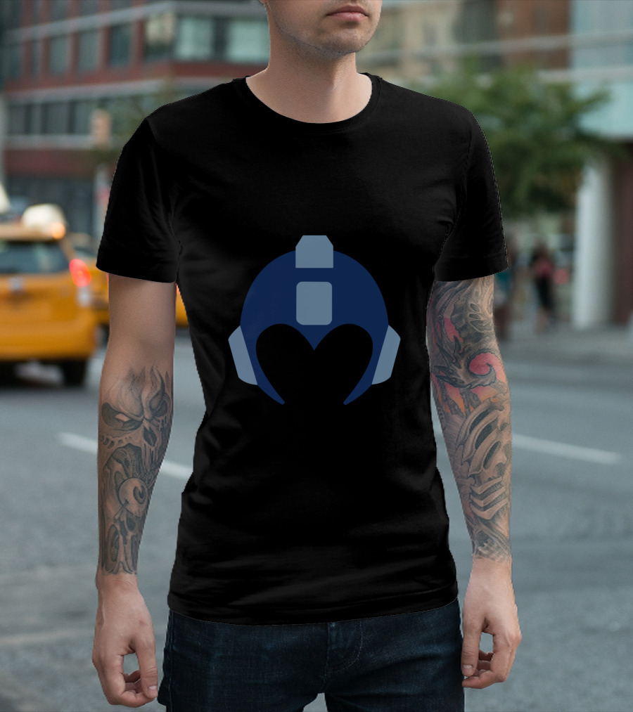 Megaman Rockman Mega Man Helmet Iconic Blue T-Shirt
