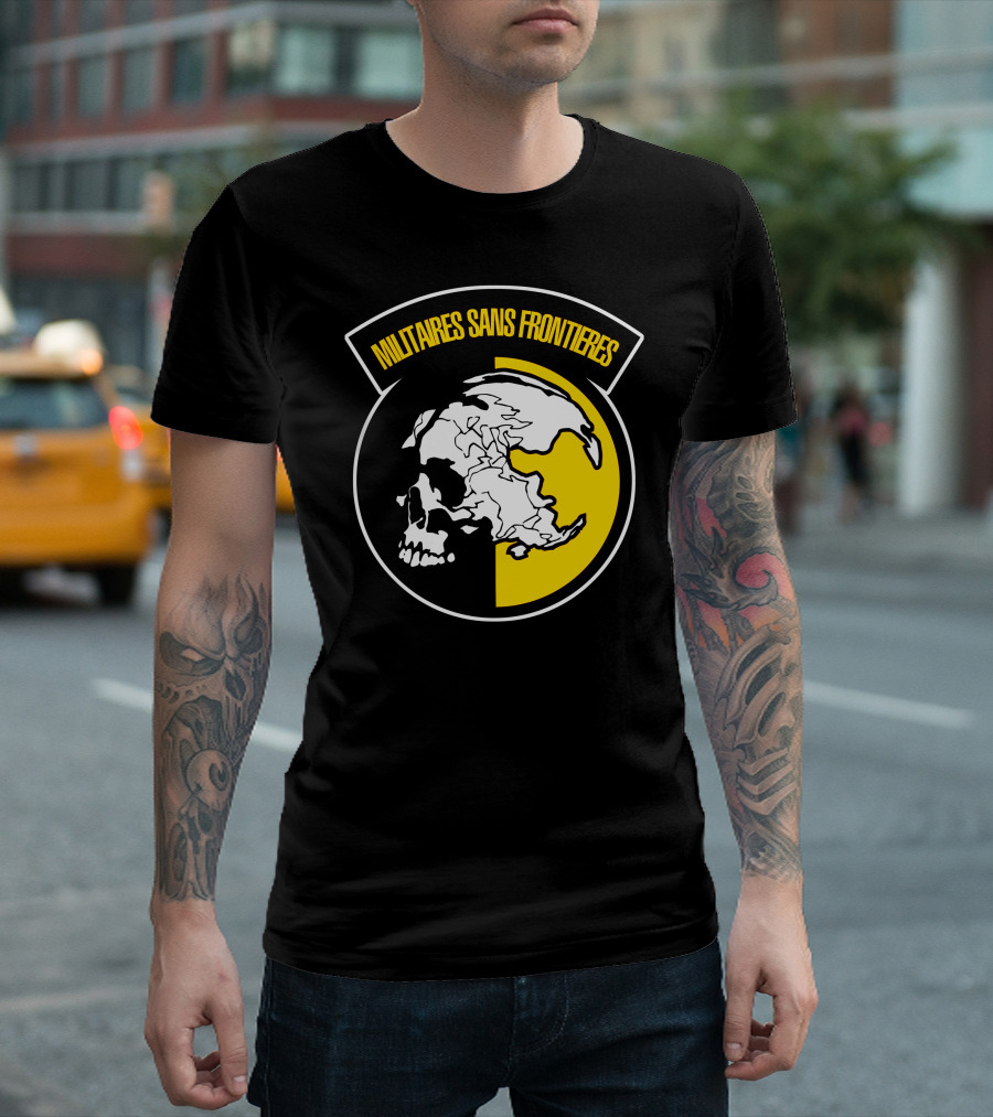 Mgs Militaires Sans Frontieres Skull Emblem 黒 y 黄 T-Shirt