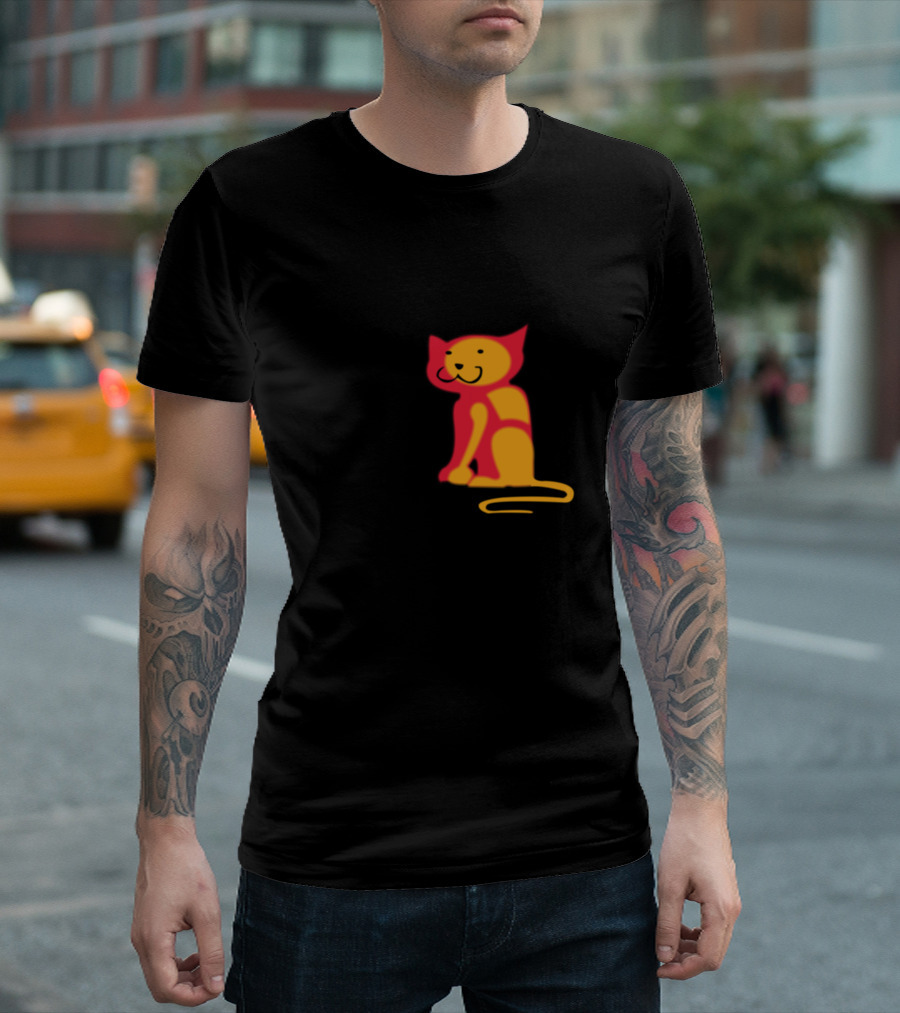 Mu Cat Red Yellow Speech Bubble T-Shirt