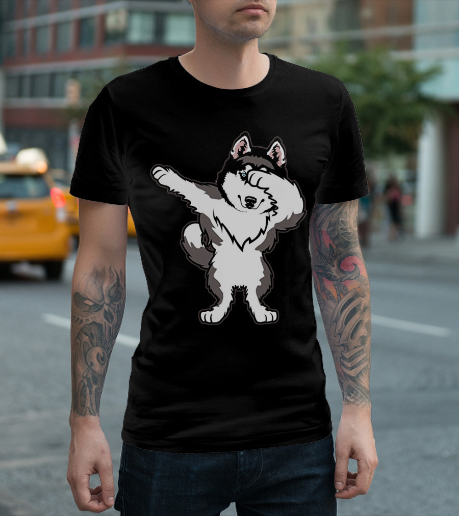 Siberian Husky Cute Dabbing Dance Pose T-Shirt
