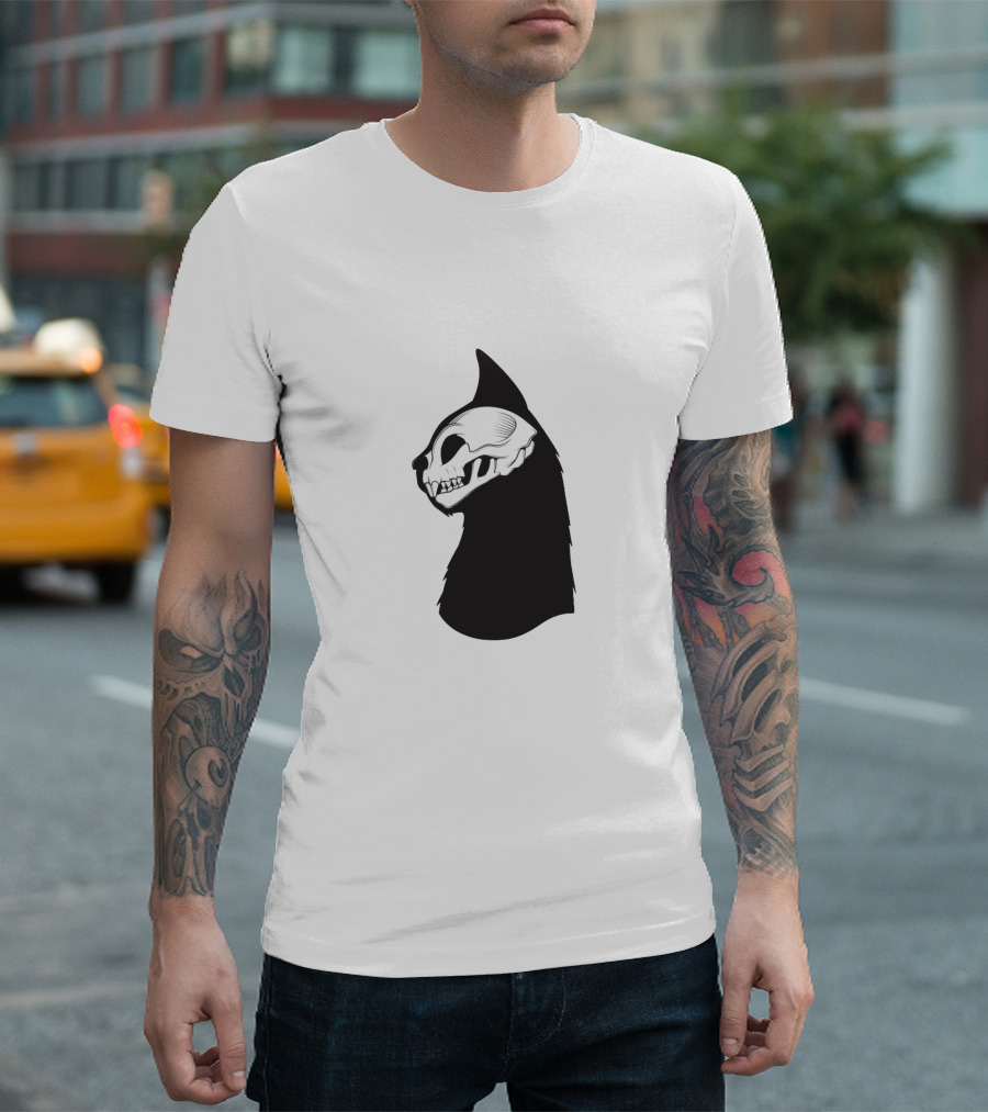 Cat Skull Silhouette Profile T-Shirt