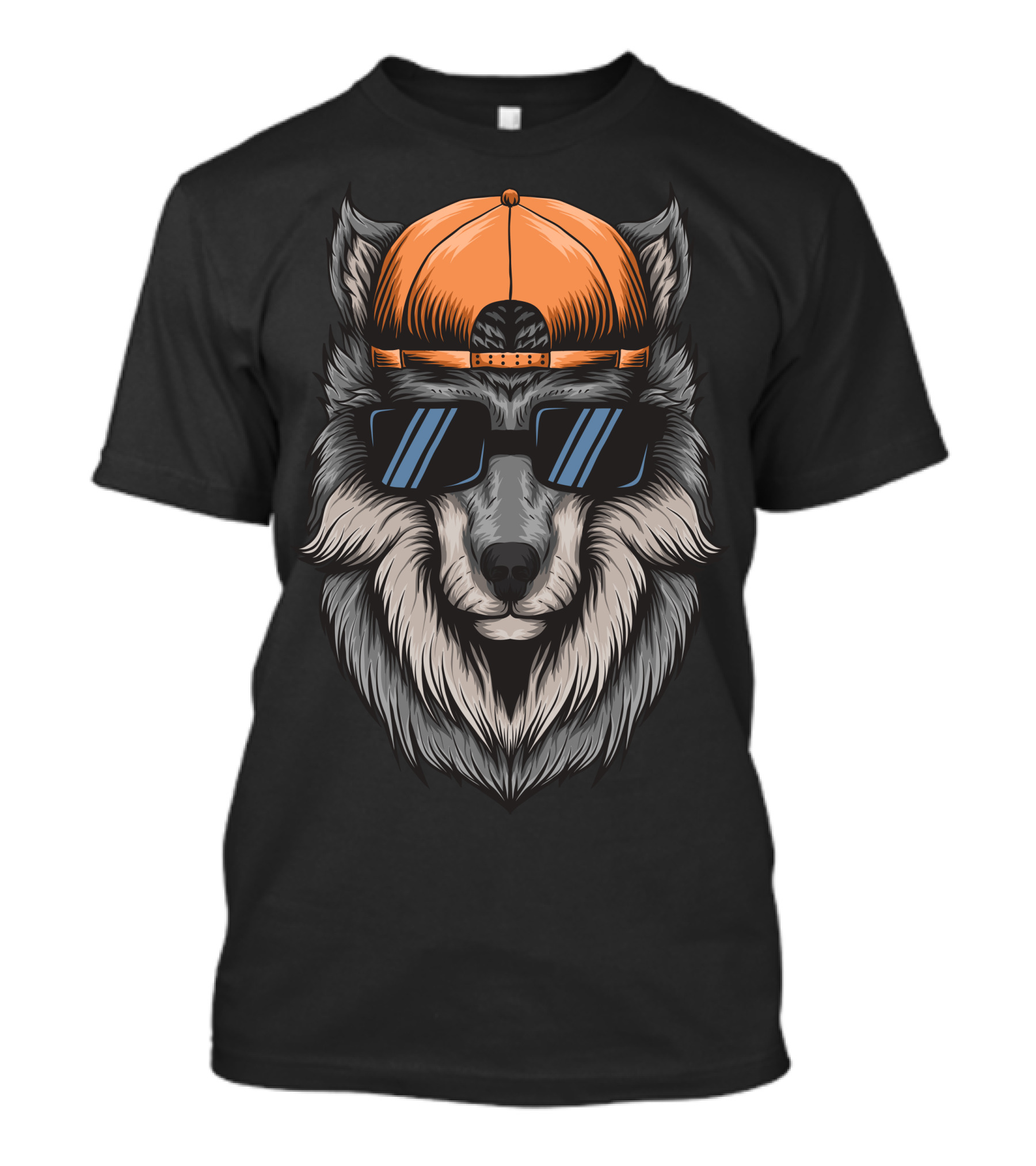 Dog Wolf Sunglasses Cap T-Shirt