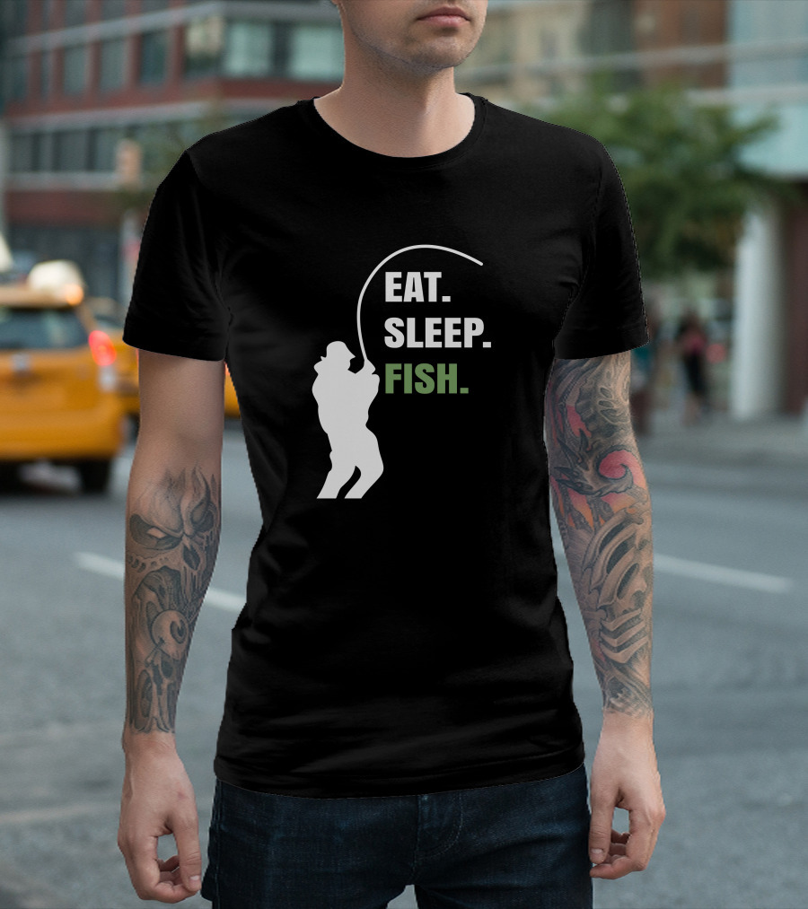 Eat Sleep Fish Fishing Silhouette Enthusiast Routine T-Shirt