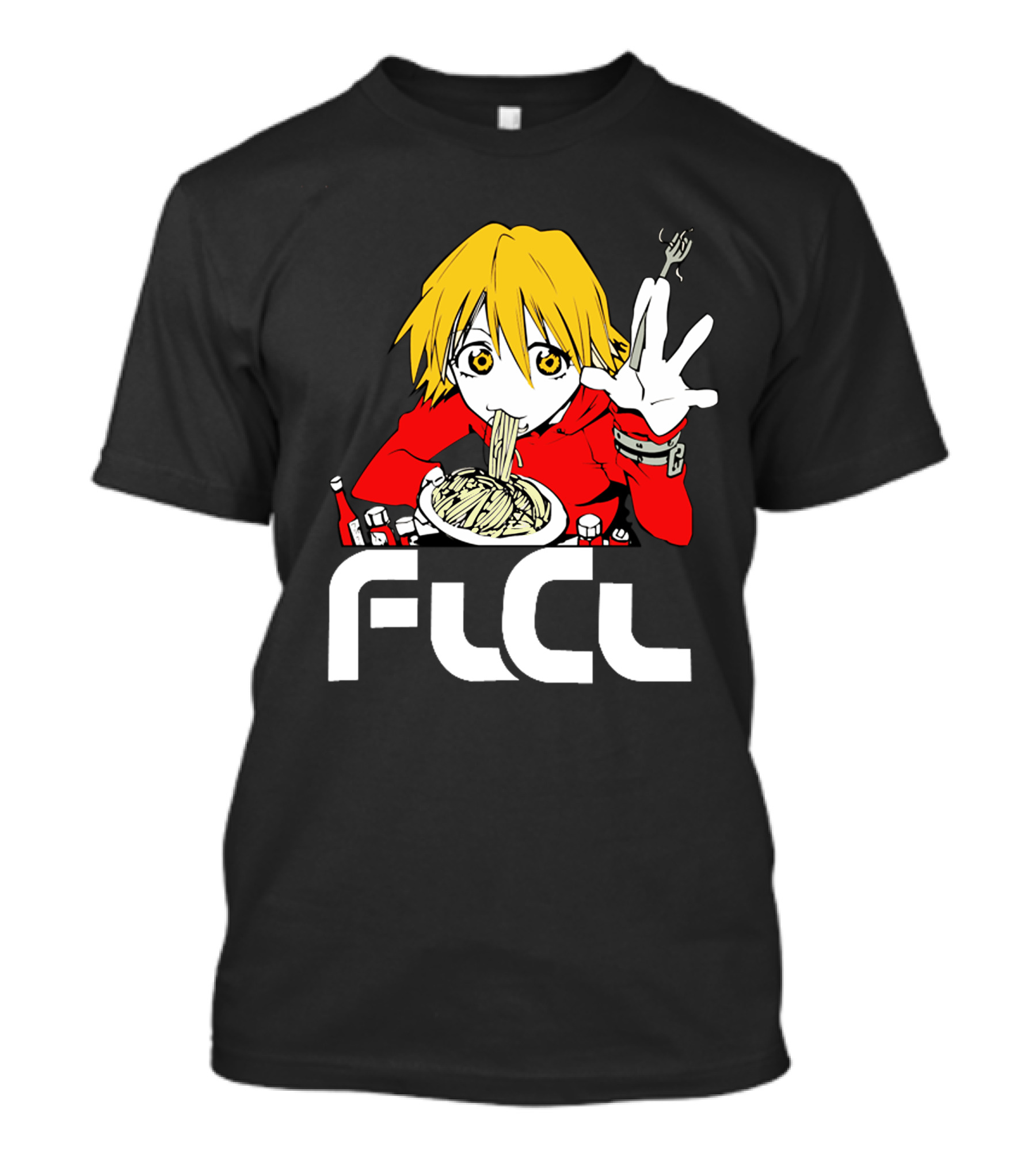 FLCL Haruhara Haruko Anime Japanese Black White Noodles T-Shirt