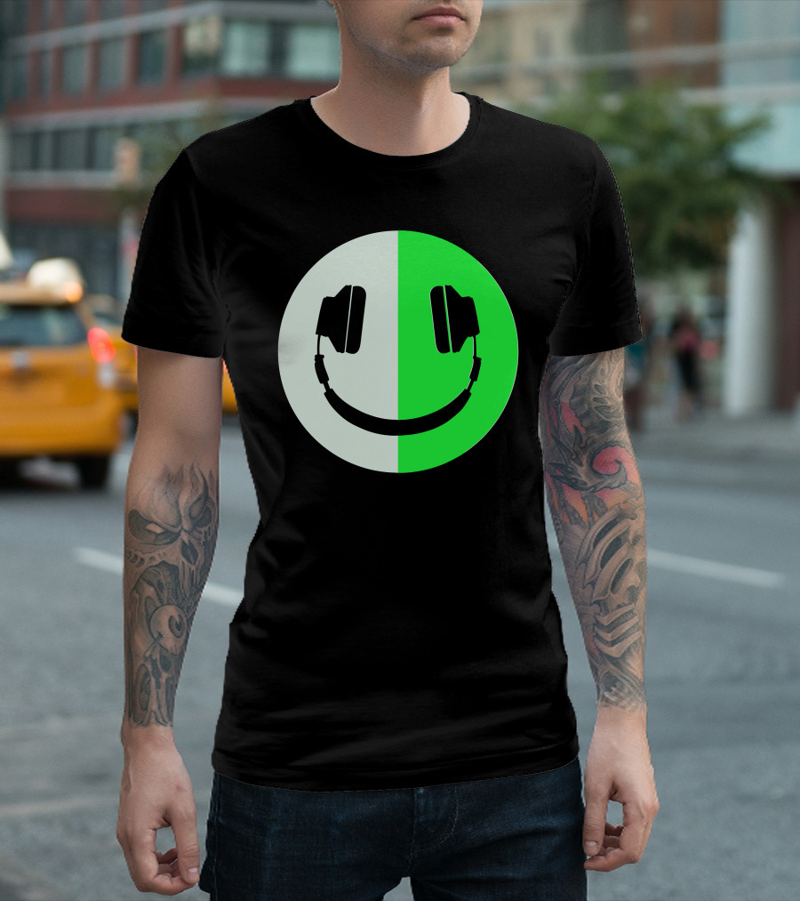 Glow In The Dark Smiley Face Headphones T-Shirt