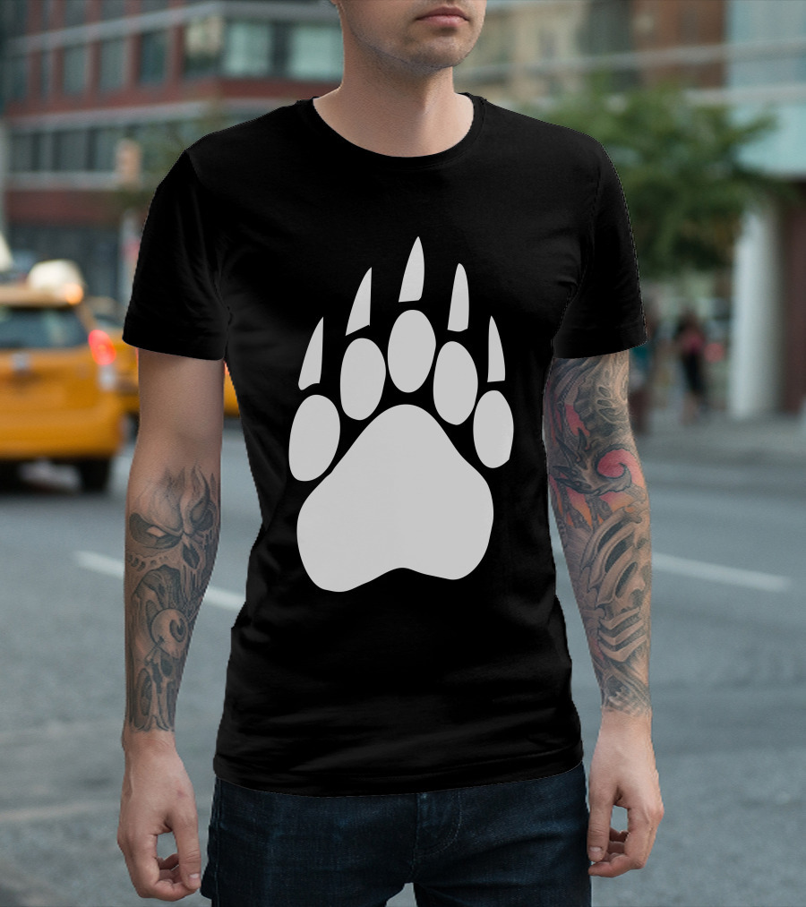 Large Bear Paw Print Crew Neck T-Shirt