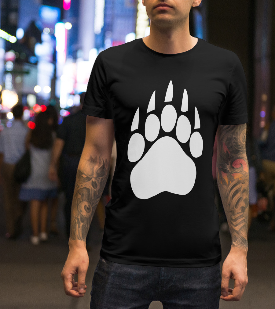Large Bear Paw Print Crew Neck T-Shirt