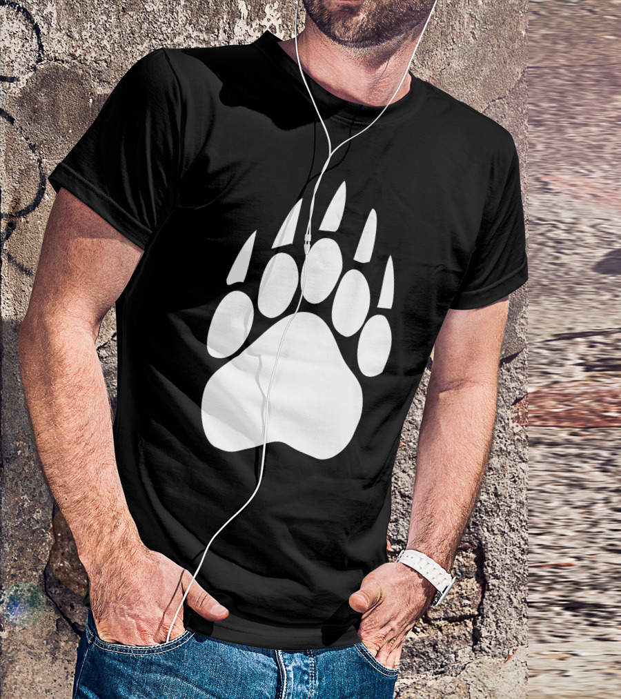 Large Bear Paw Print Crew Neck T-Shirt