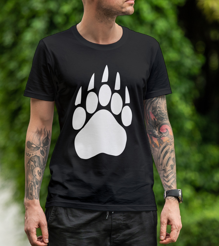 Large Bear Paw Print Crew Neck T-Shirt