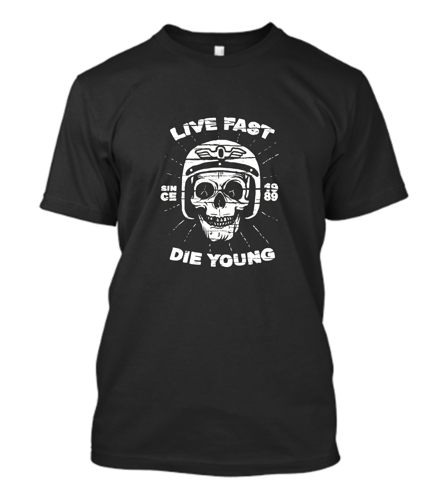 Live Fast Die Young Skull Helmet Since 1989 T-Shirt
