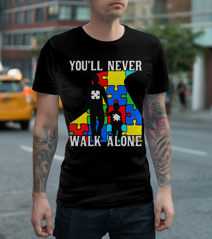 You'll Never Walk Alone Father And Son Puzzle Pieces T-Shirt
