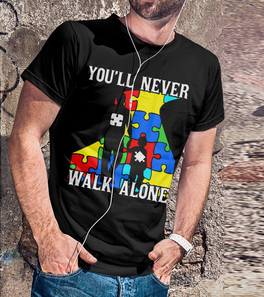 You'll Never Walk Alone Father And Son Puzzle Pieces T-Shirt