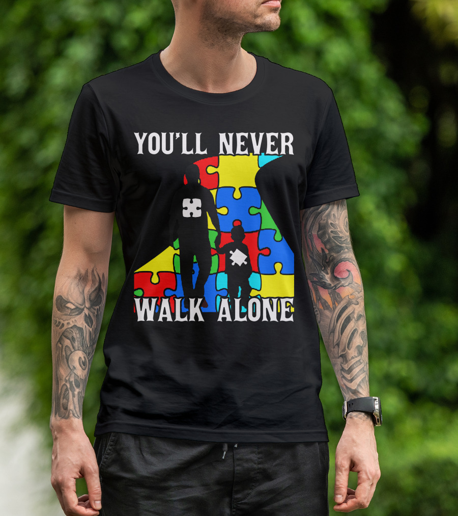 You'll Never Walk Alone Father And Son Puzzle Pieces T-Shirt