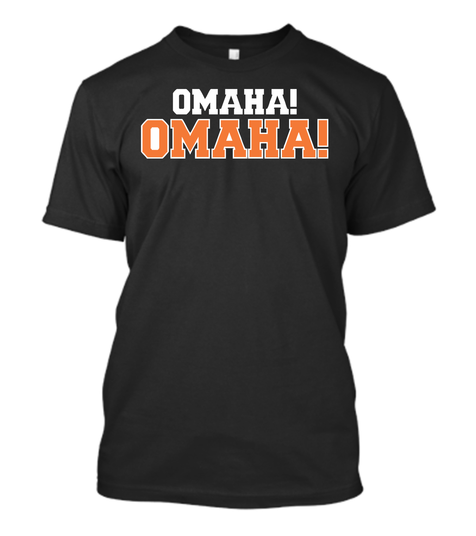 Omaha Omaha Football Phrase Black And Orange Typography T-Shirt