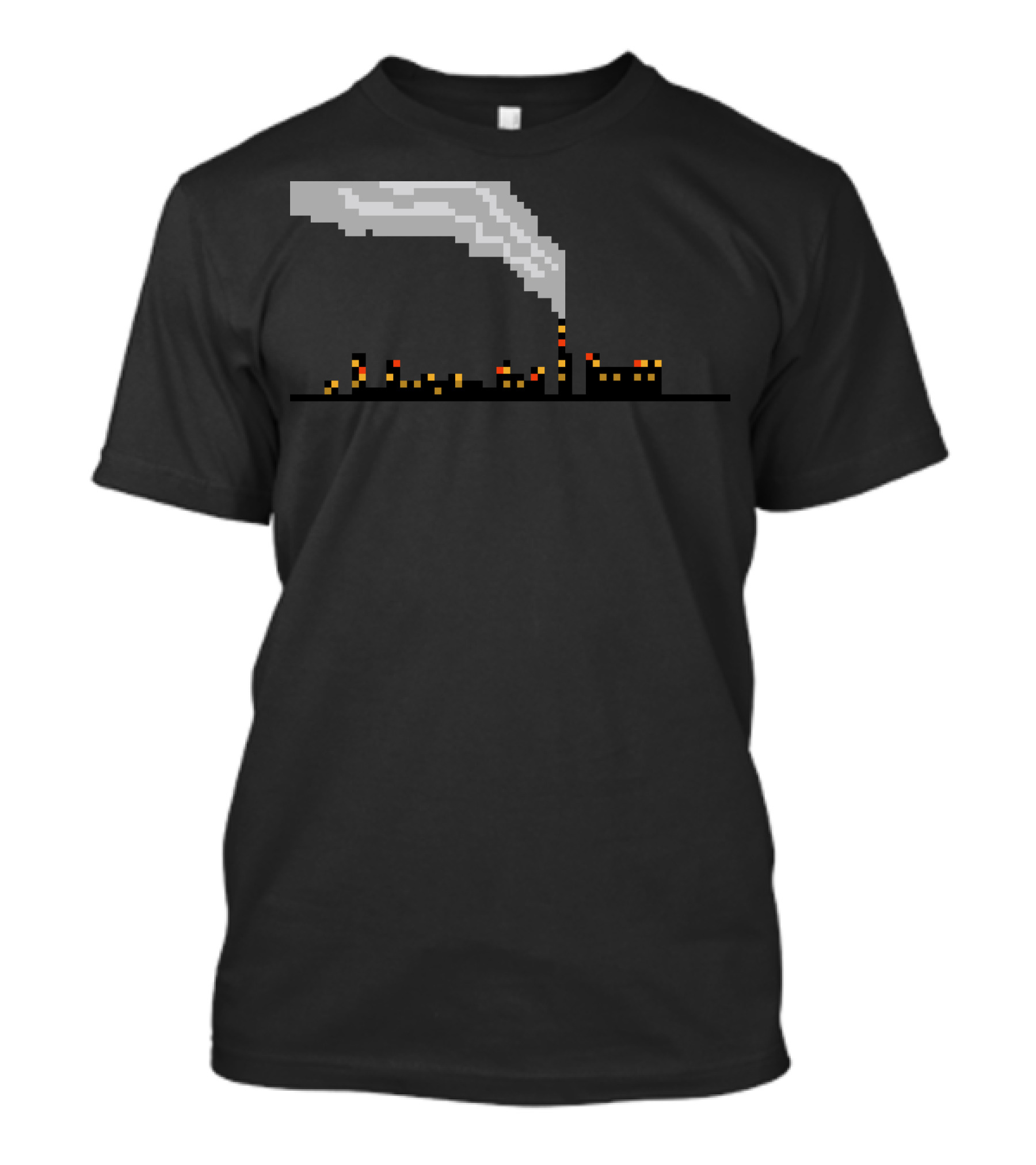 Minecraft Pixel Powerplant Skyline With Smoke T-Shirt