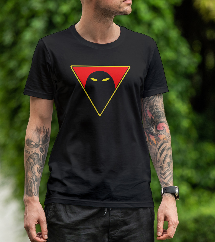 Space Ghost Masked Emblem In Red And Yellow Triangle T-Shirt
