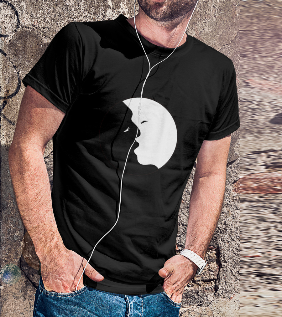 Yin And Yang Lovers Kiss Contrast Circle T-Shirt