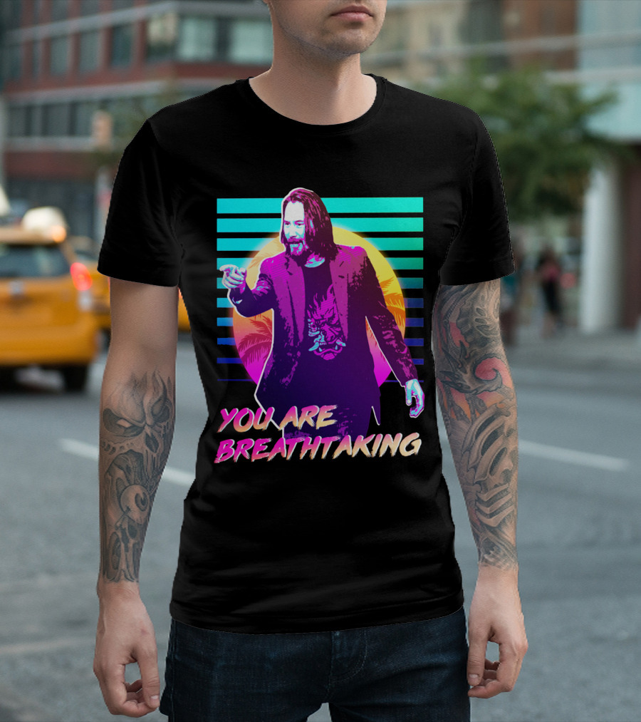 You Are Breathtaking Keanu Reeves Neon Retro Vaporwave T-Shirt