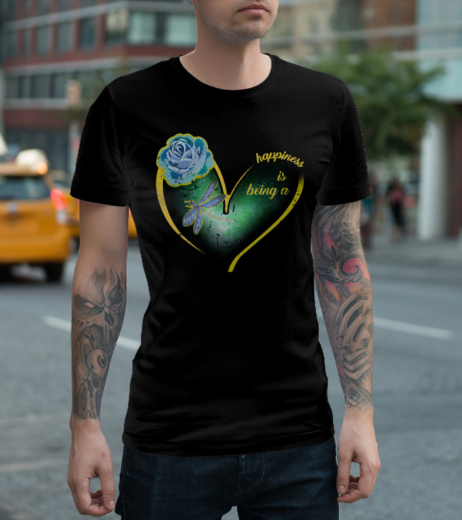 Happiness Is Being A Mimi Mama Nana Butterfly Heart T-Shirt