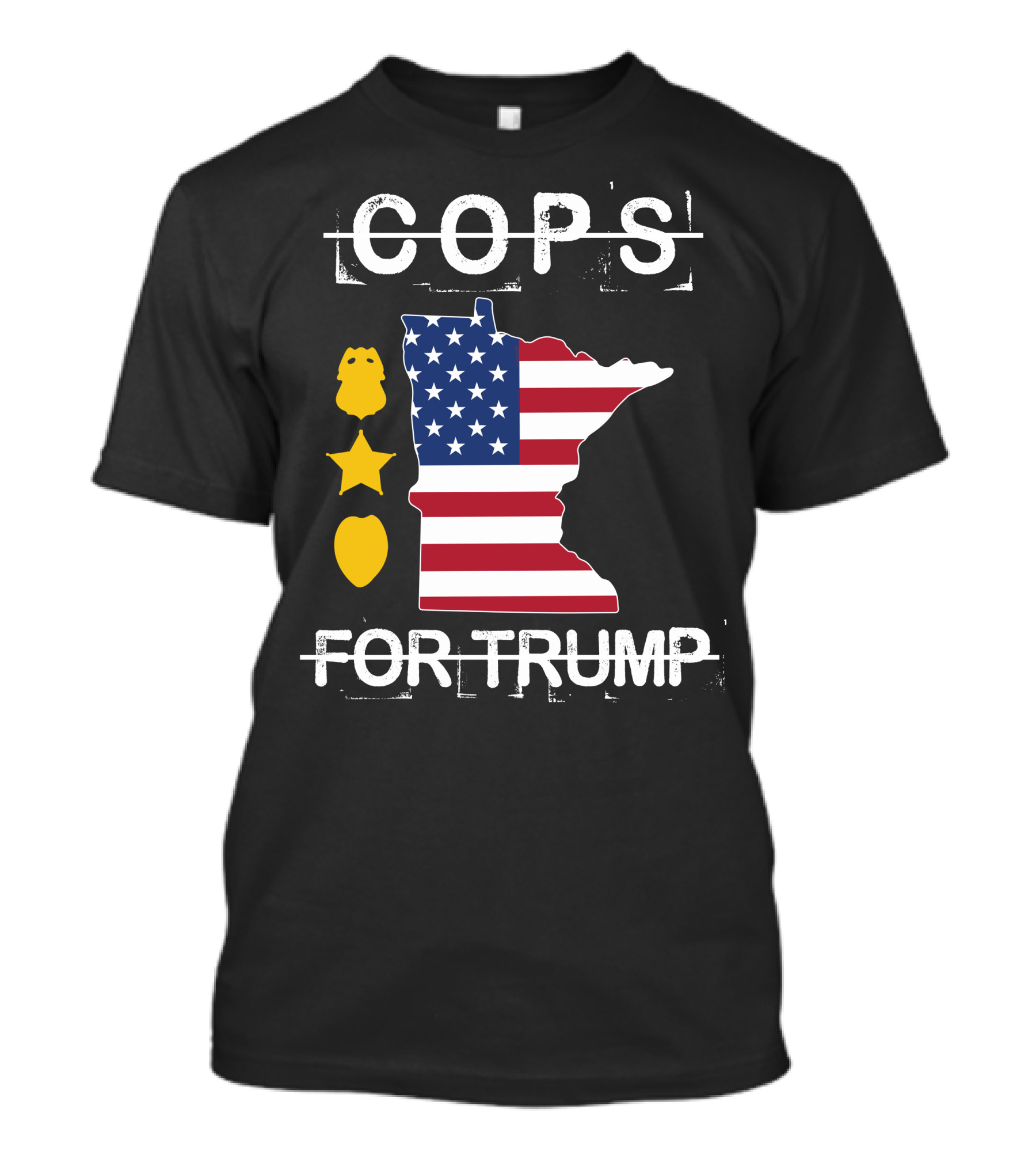 Cops For Trump Minnesota American Flag Badge T-Shirt