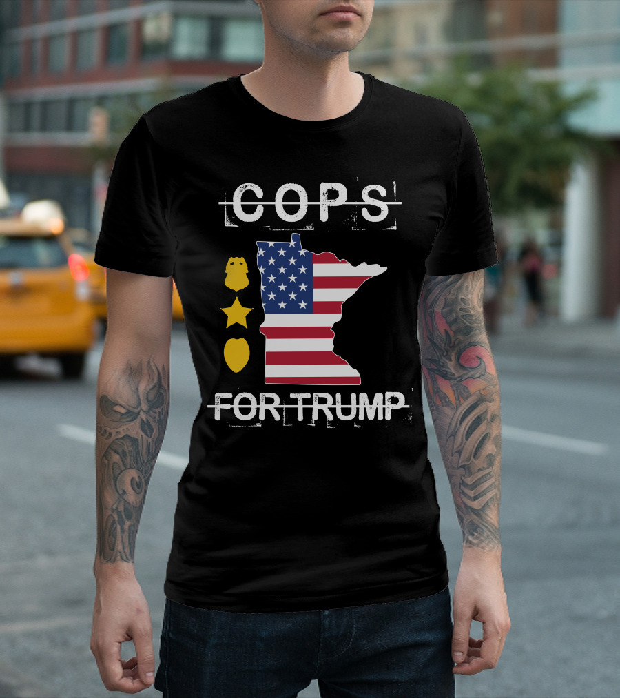 Cops For Trump Minnesota American Flag Badge T-Shirt