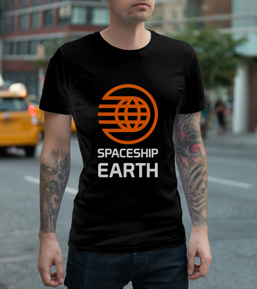 Spaceship Earth Distressed Orange T-Shirt