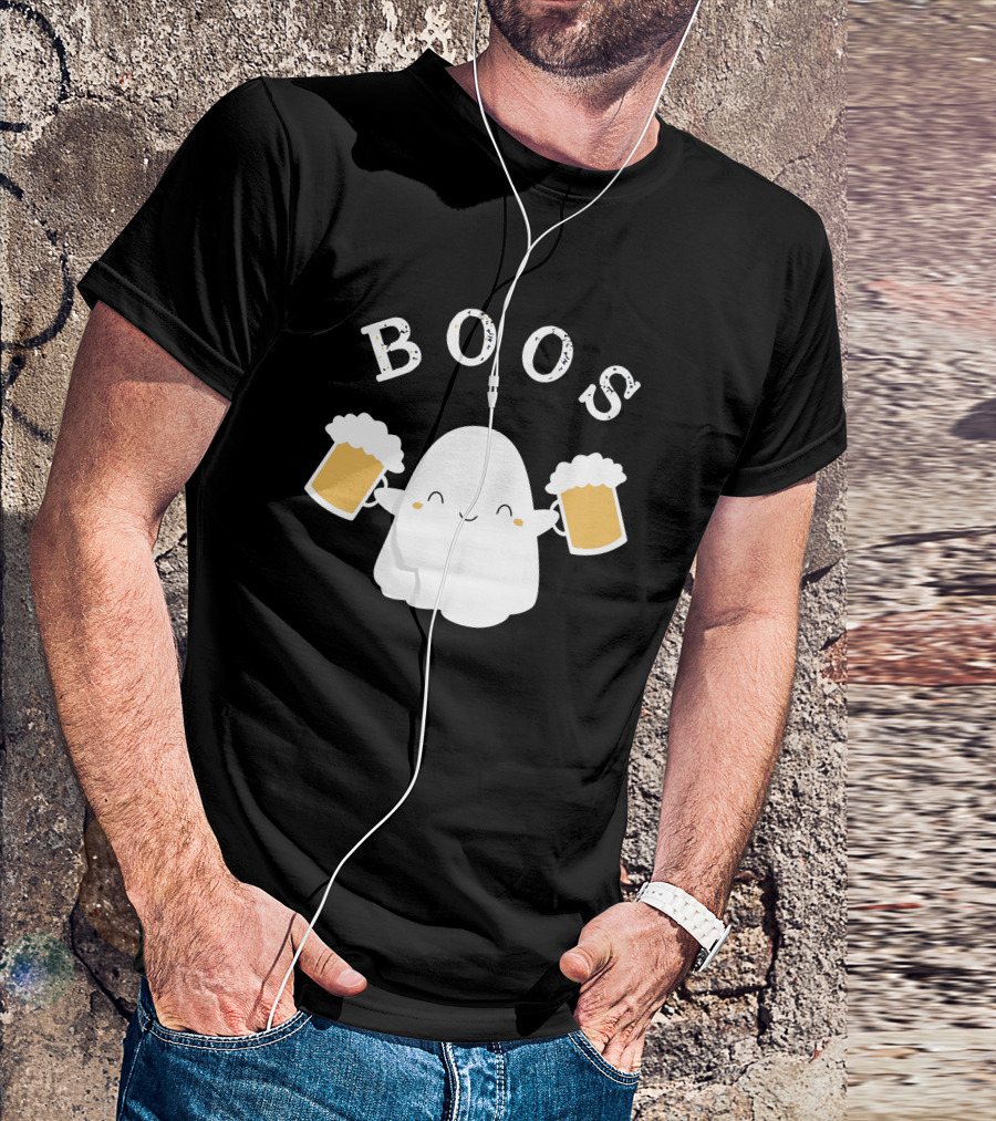 Halloween Ghost Boos With Beer Mugs T-Shirt