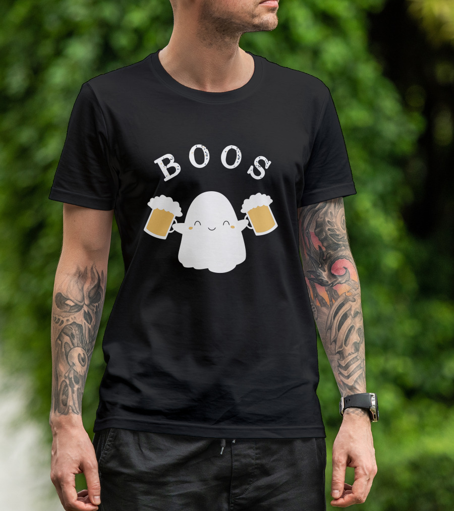 Halloween Ghost Boos With Beer Mugs T-Shirt