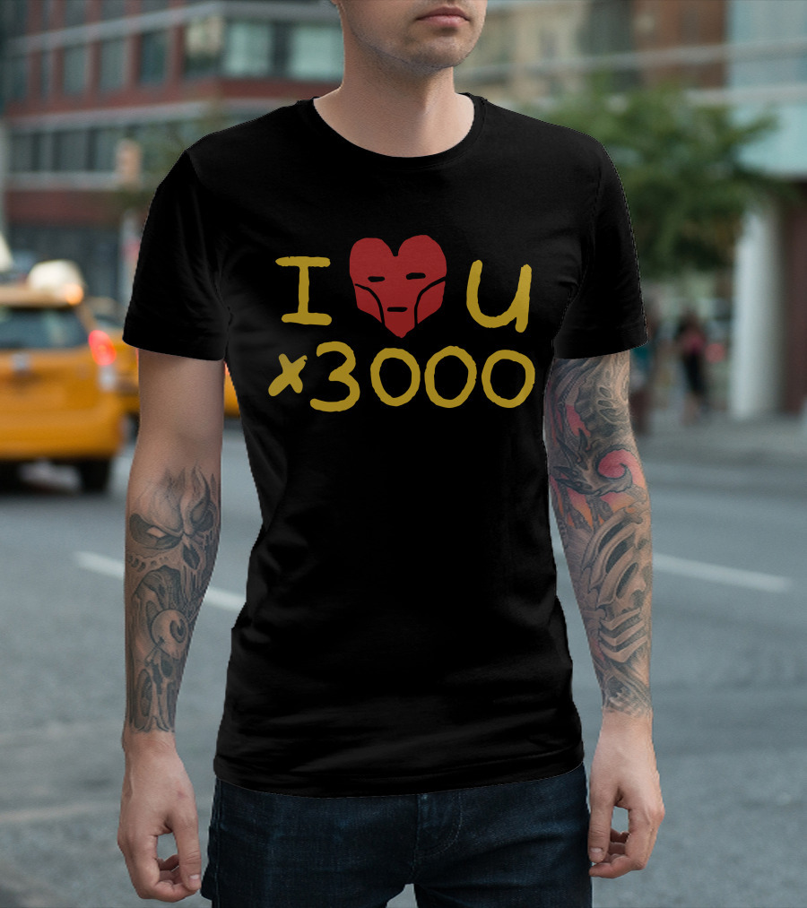 I Love U 3000 Iron Man Heart Helmet T-Shirt