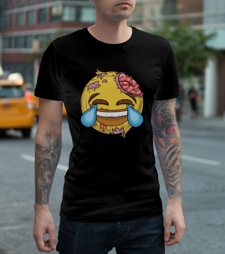 Famous Laugh-Cry Emoji Zombie Transformation T-Shirt