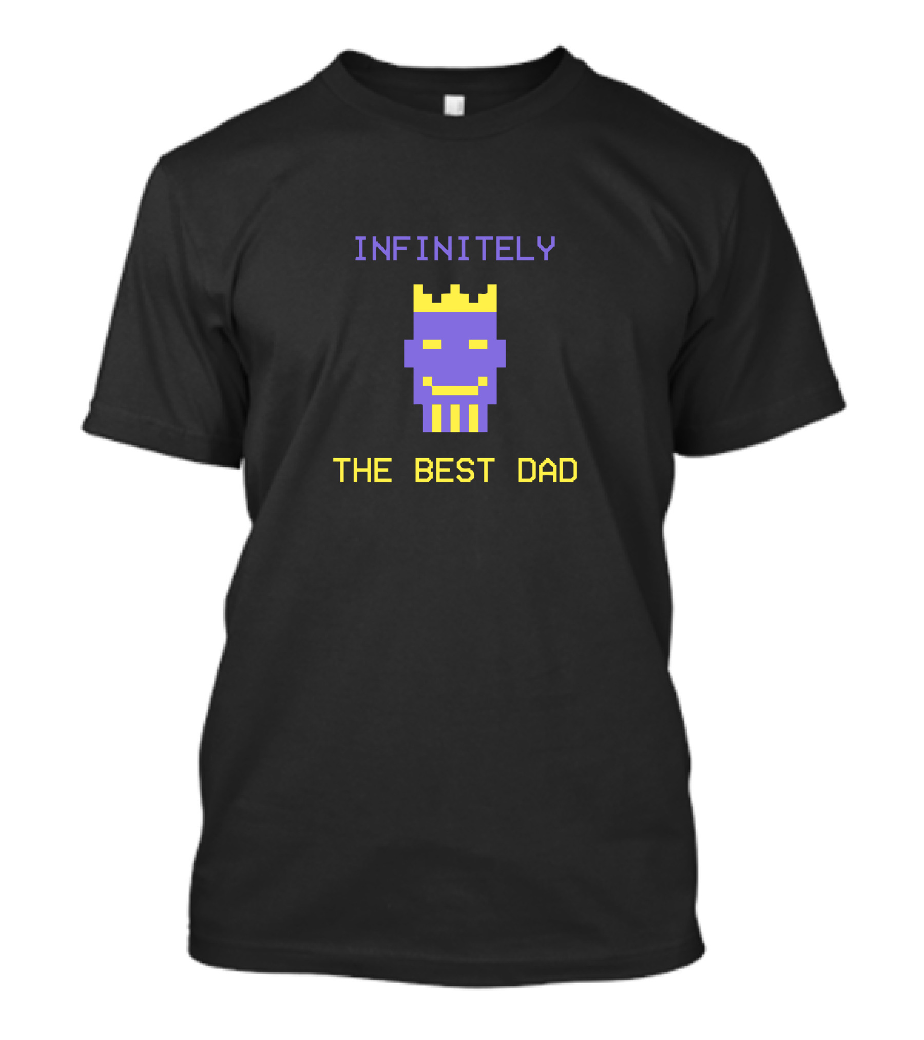 Infinitely Best Dad Pixel Art Purple Yellow Crown Face T-Shirt